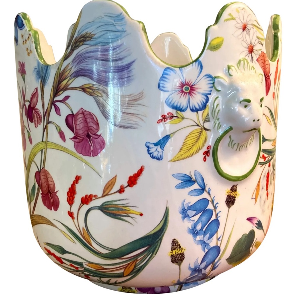 Exquisite Vintage San Marco Italy Majolica Floral Planter